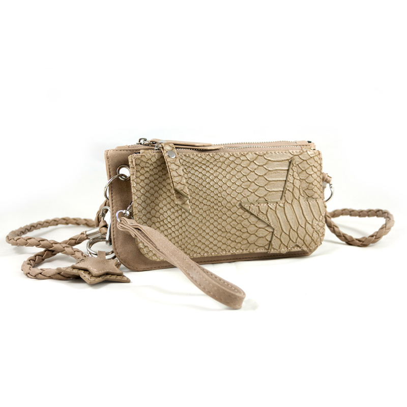 Crossbody dubbel ster beige