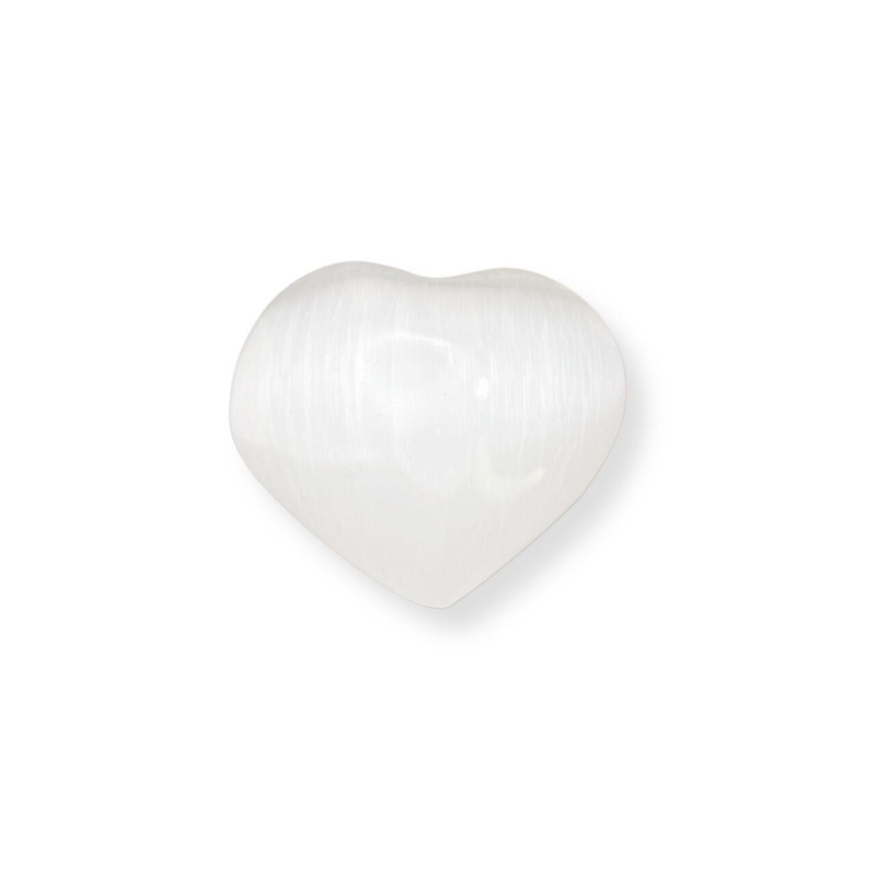 Edelsteen hart ca. 6,5 cm - Seleniet wit