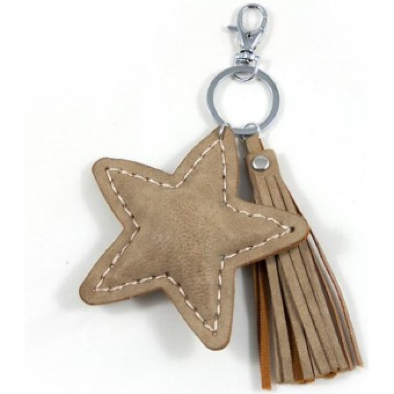 Tassen / sleutelhanger ster taupe