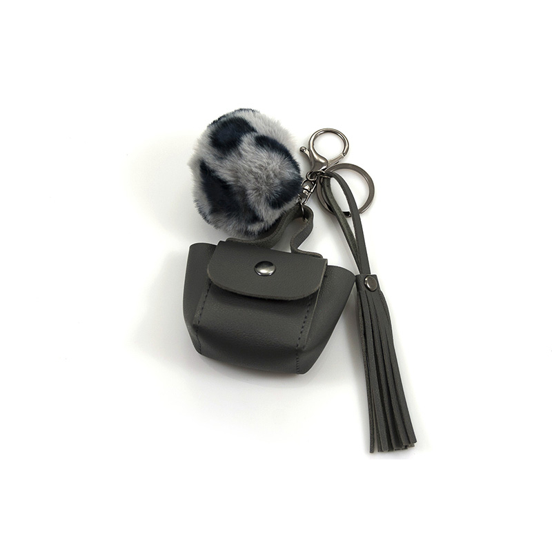 Tassen / sleutelhanger zwart met camel pompon